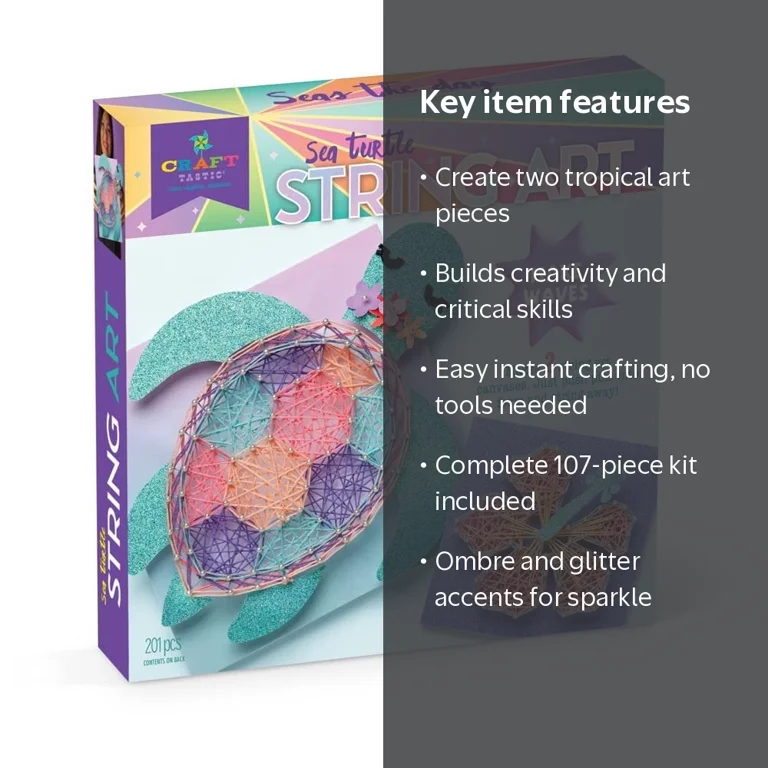 Craft Tastic, String Art Sea Turtle Kit, 2 Projects, Tropical