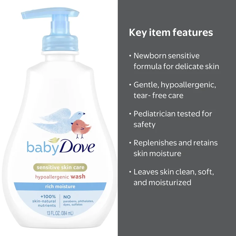 Baby Dove Rich Moisture Hypoallergenic Baby Wash 13 oz for