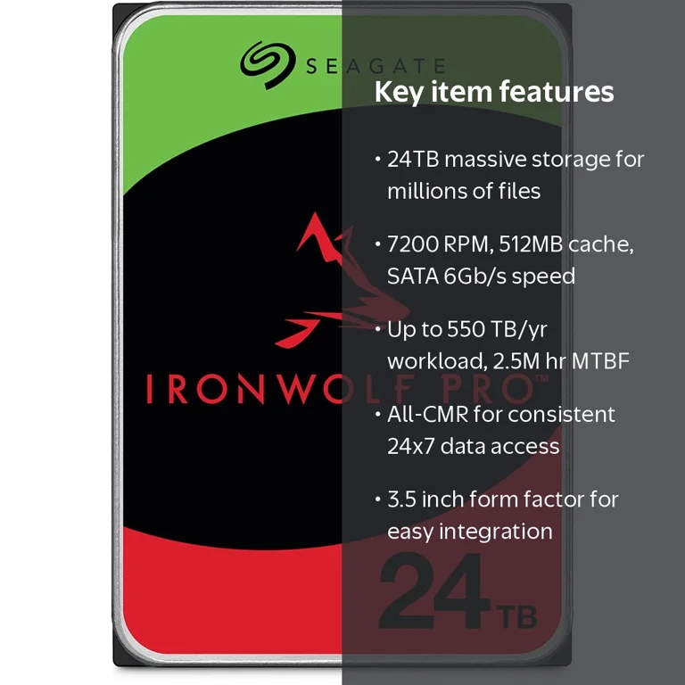 Seagate, Internal Hard Drive, 24TB, SATA 6.0Gb s, 7200 RPM
