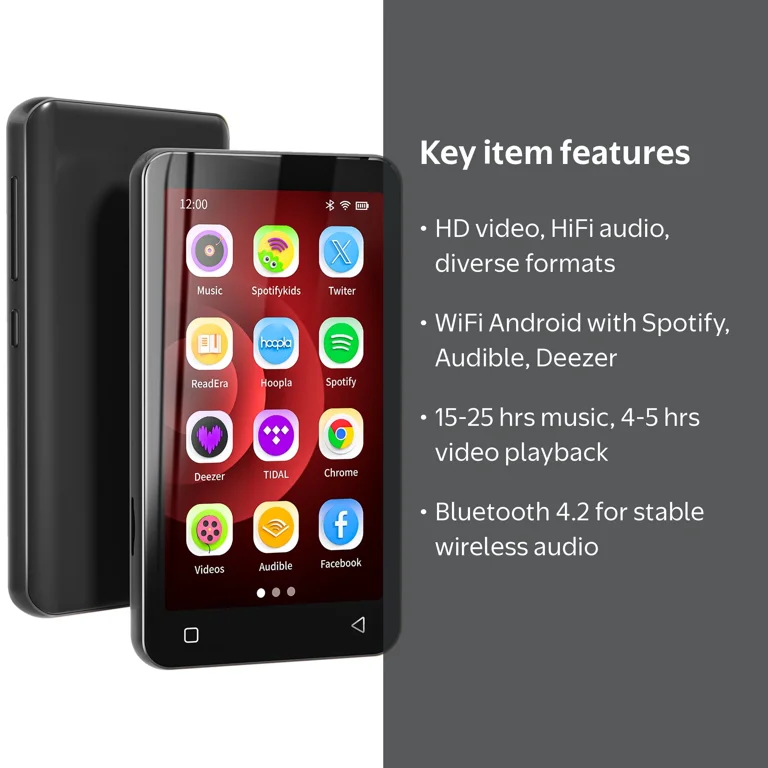 16GB MP3 Player with Bluetooth, S2 WiFi MP4 MP3 Player with