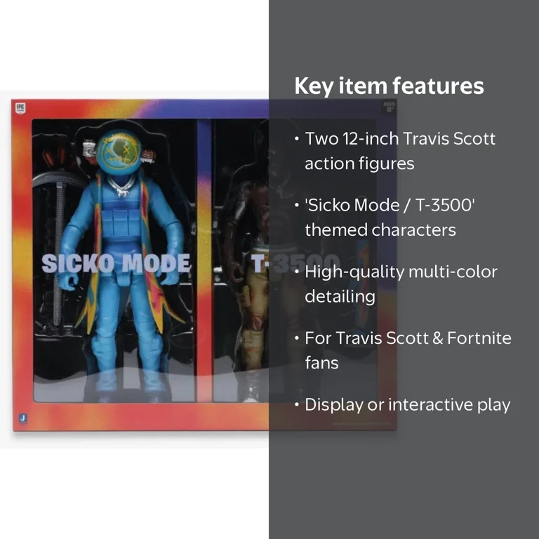Travis Scott x Fortnite Action Figure, Multicolor, 2 Count