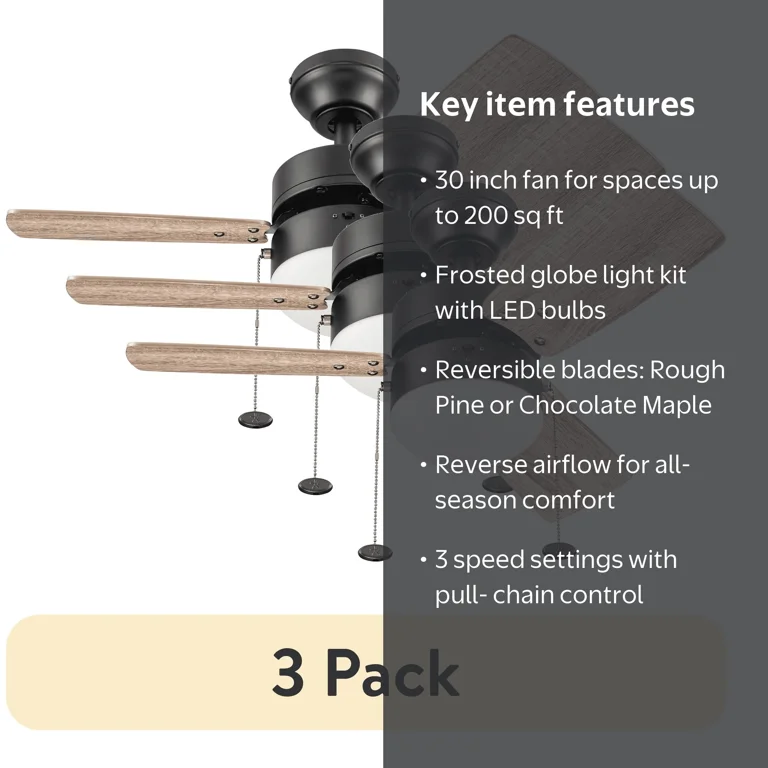 30 Finney Modern Bronze Ceiling Fan - Walmart.com