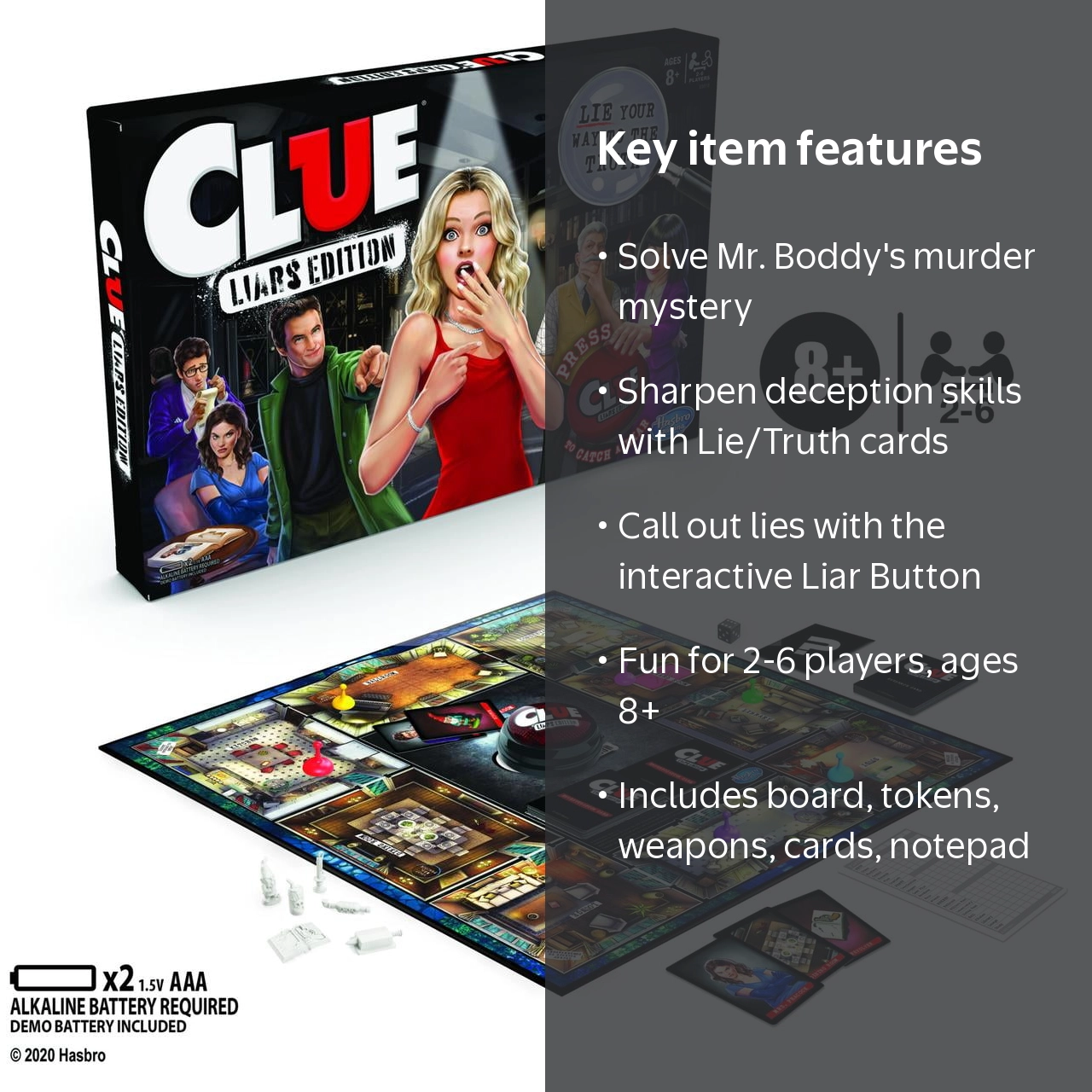 Clue Liars Edition Board Game; Murder Mystery Game for Kids 8 and