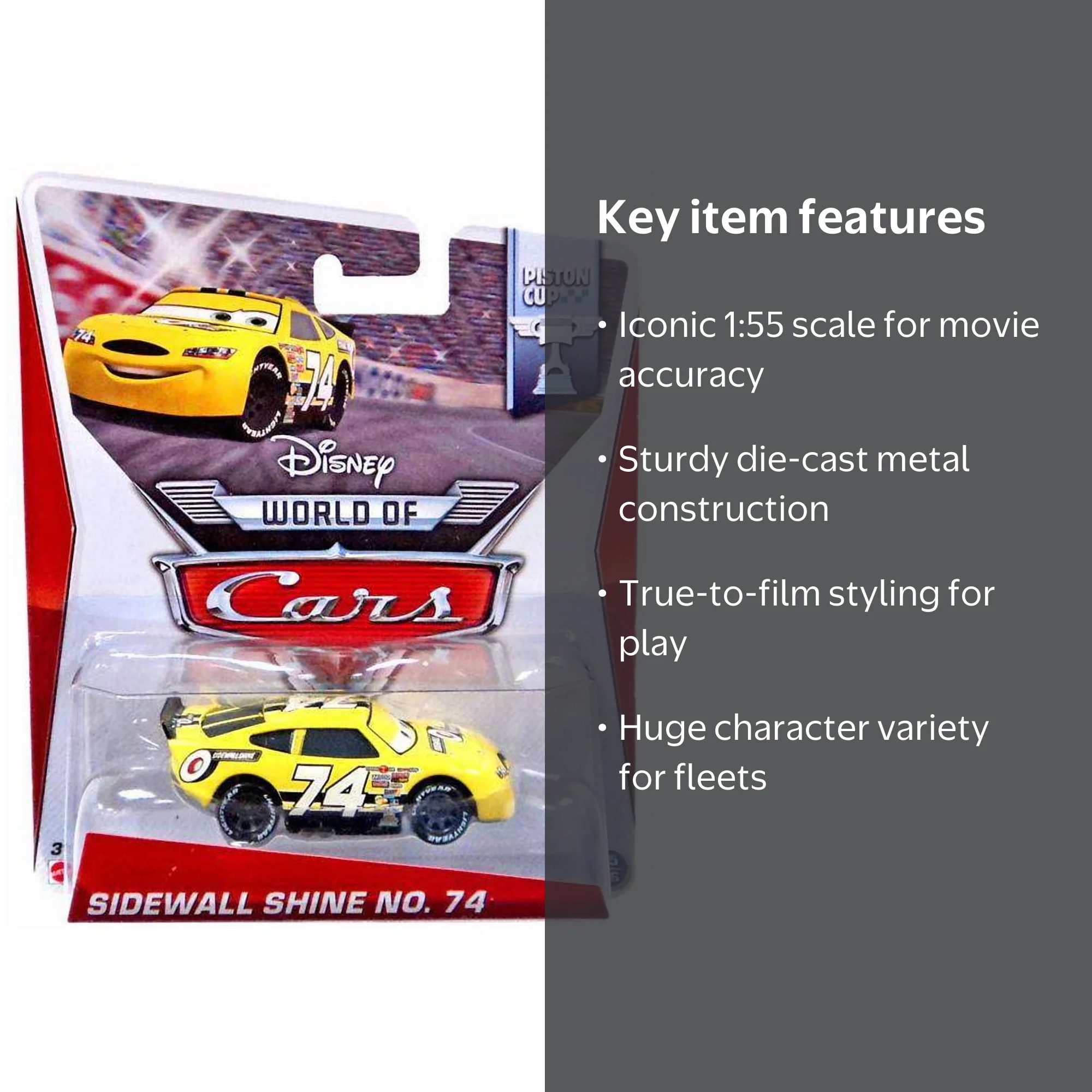 Disney Cars The World of Cars Sidewall Shine No. 74 Diecast Car