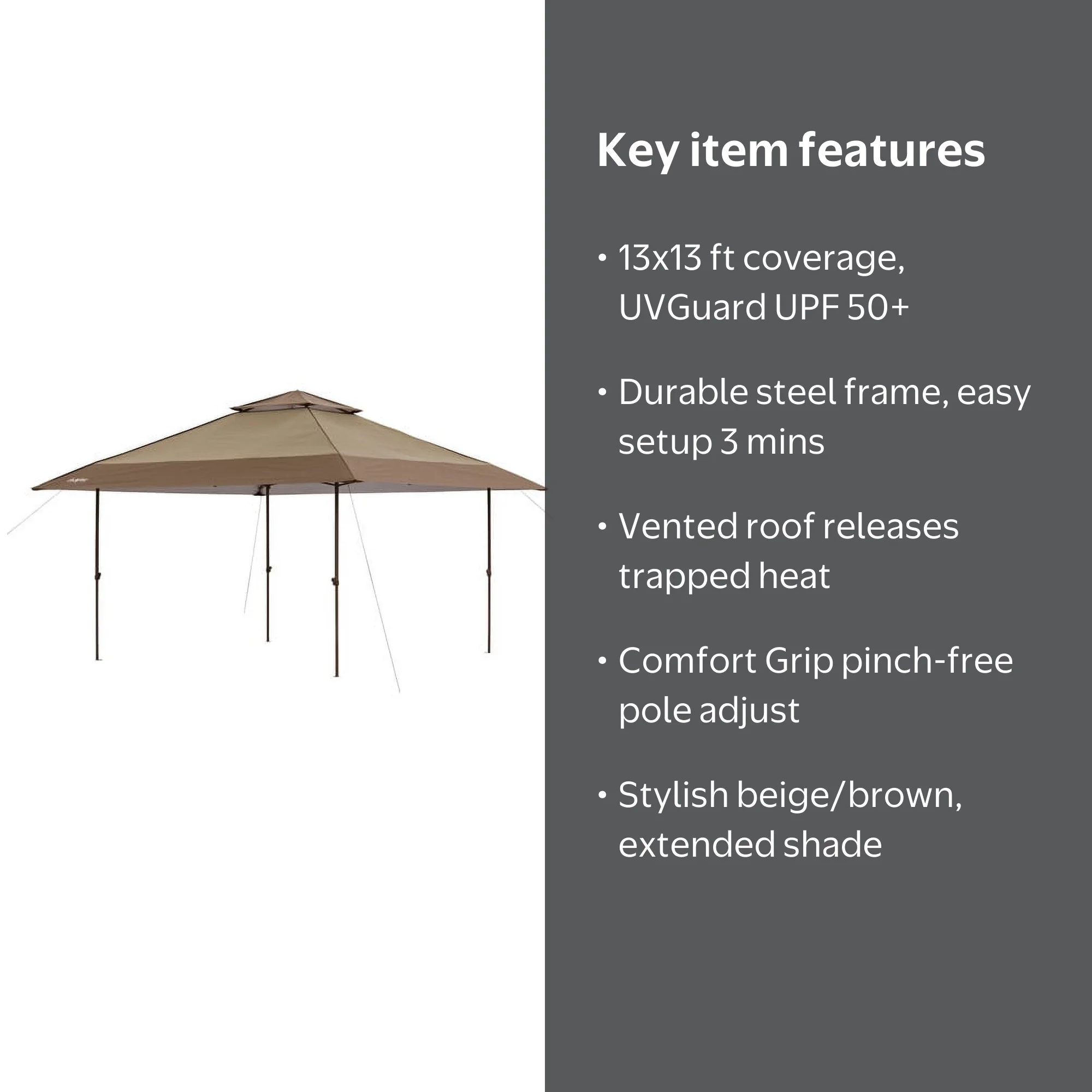 Coleman 2000004407 Instant Beach Canopy, 13 x 13 Feet, Beige/Brown