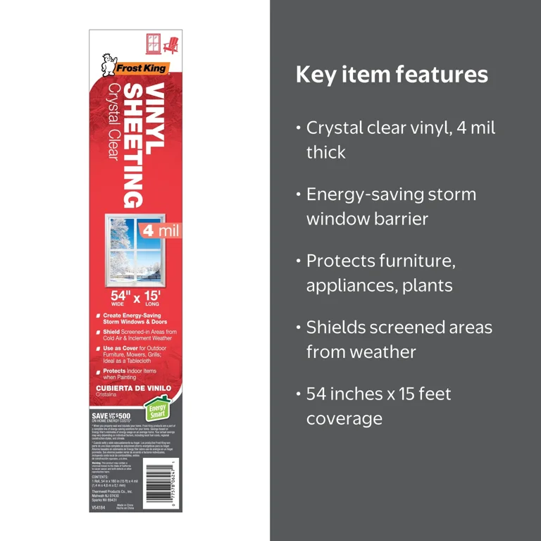 Frost King® V54184 Crystal Clear Vinyl Sheeting / Surface