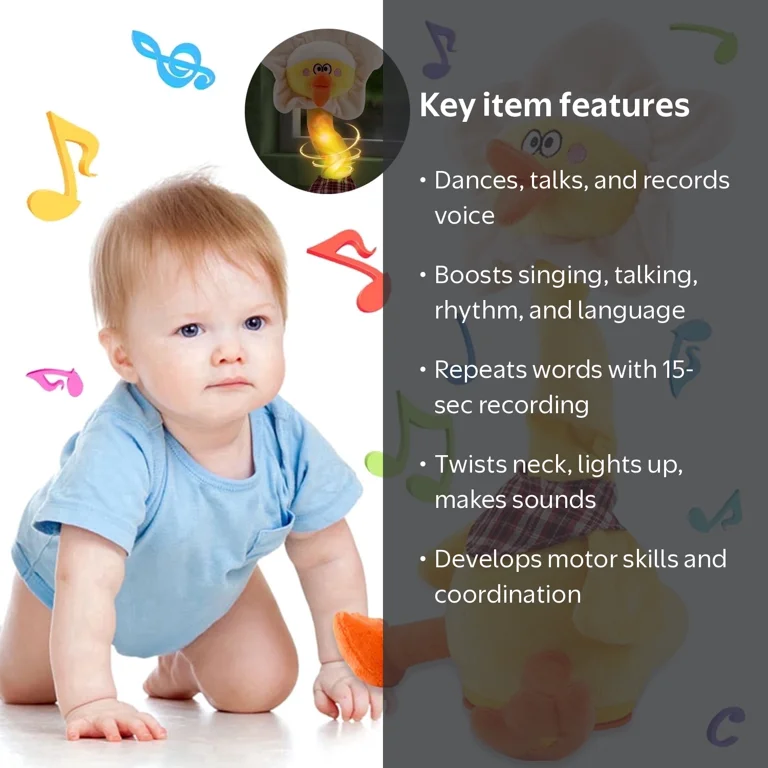 Dancing Duck Toys for 1-3 Year-Plush Toy with Talking and