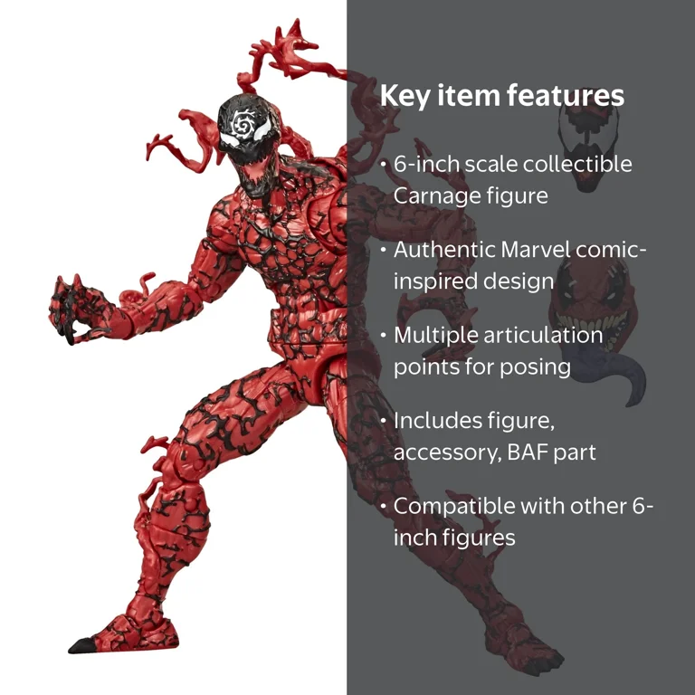 Marvel Legends Venom Carnage 6-Inch Action Figure for Kids and
