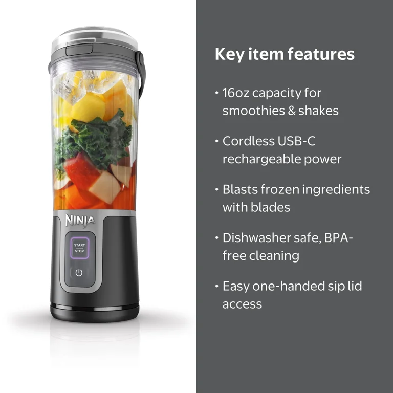 Ninja, Portable Personal Blender, BC100BK, 16oz Lid - Walmart.com