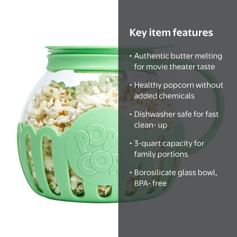 Tasty 3QT Family Size Microwave Popcorn Popper Lime - Dishwasher