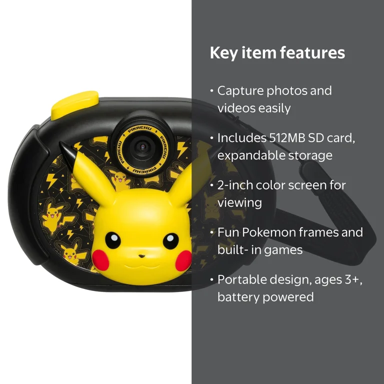 pokemon card value camera Accutime POKC3000 Kids Interactive Camera, 5MP Photo, 1080P Video Resolution, 4X Zoom, 5 Fun Filters and Special Effects, 2 in 1 Screen with Micro SD for Boys and Girls Then transfer your content to your computer with the included micro USB cable to share with friends and family! ekids Pokemon Kids Camera with