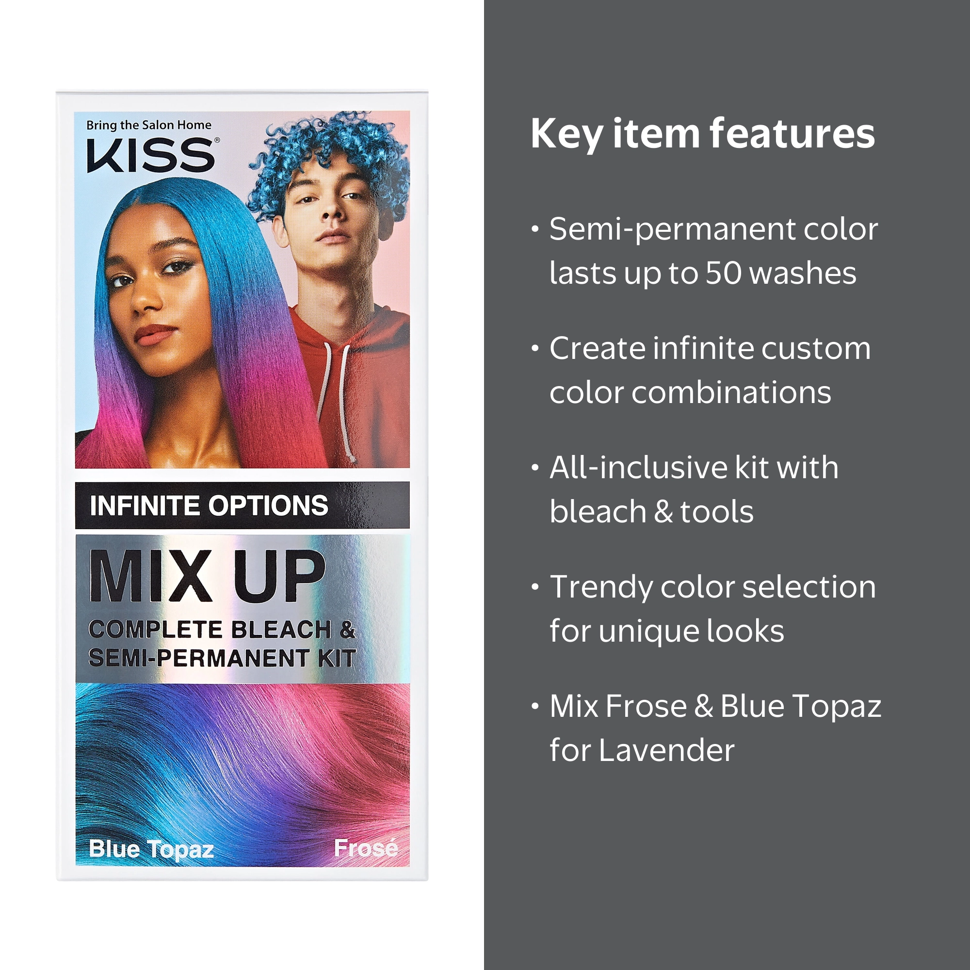KISS Mix Up Complete Bleach & Hair Color Kit - Frose & Blue Topaz