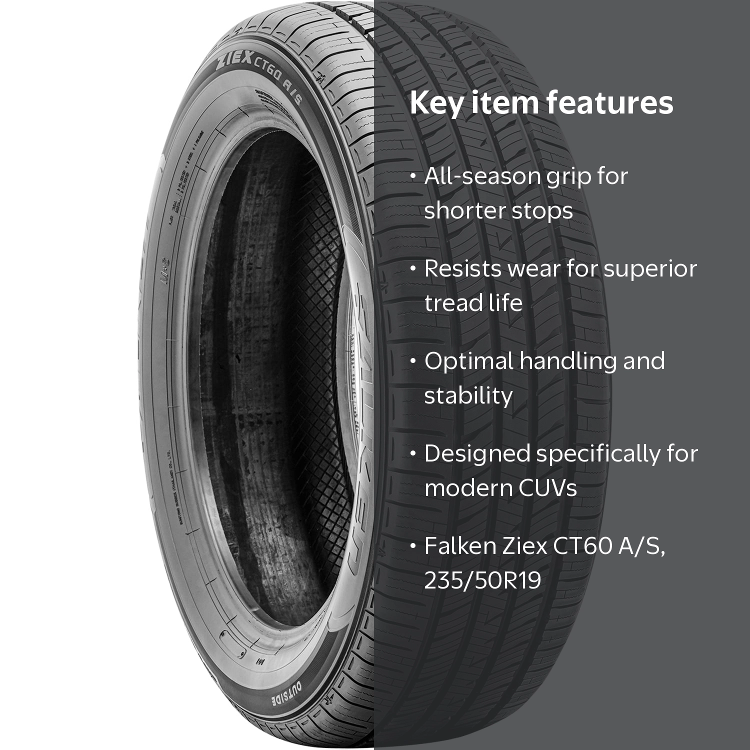 Falken Ziex CT60 A/S 235/50R19 99V BW All-Season Tire - Walmart.com