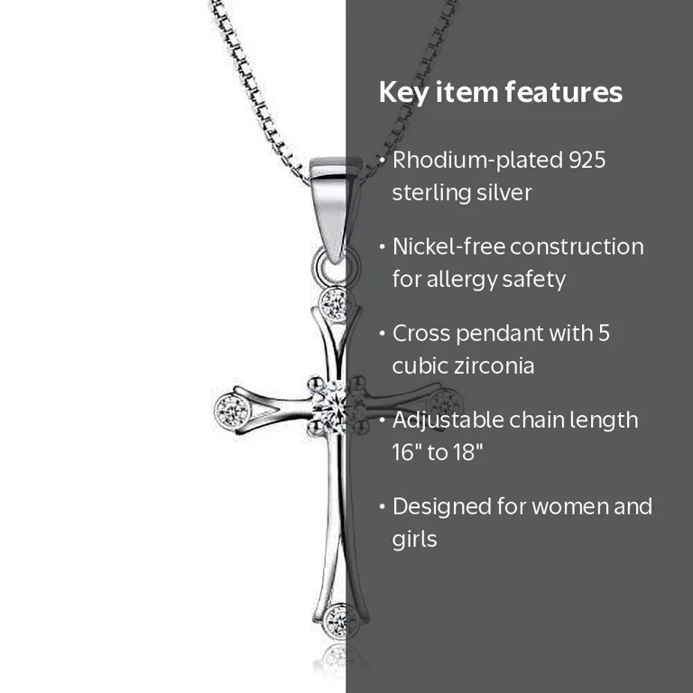 Euphrates Women's Cross Necklace 925 Silver, 18