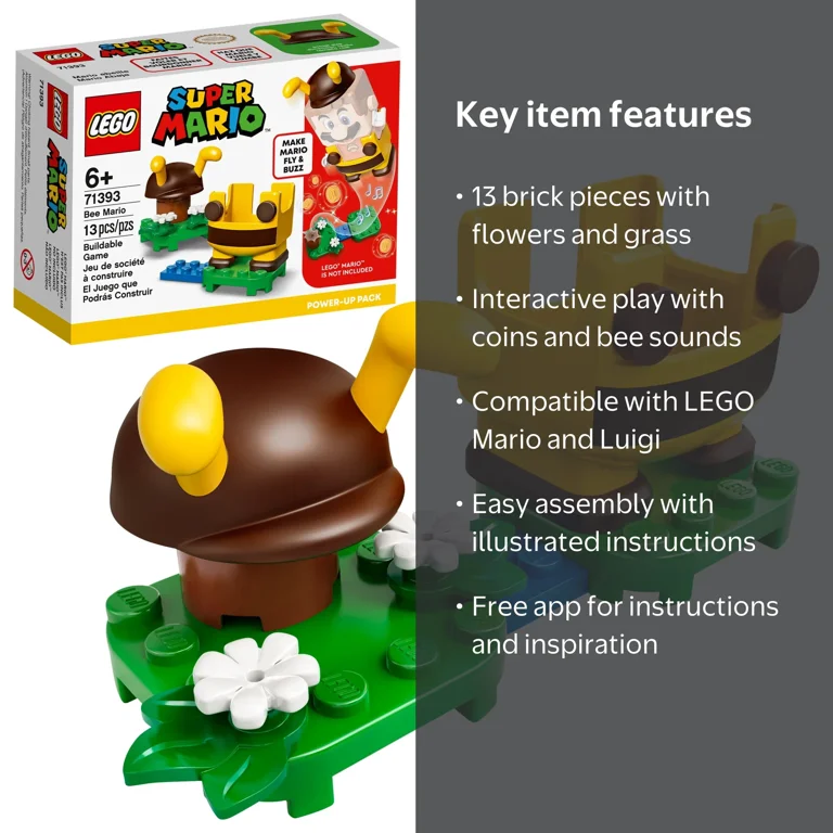 LEGO, Super Mario Bee Mario Power-Up Pack, 71393, 13 Pieces LEGO, Super Mario Bee Mario Power-Up Pack, 71393, 13 Pieces