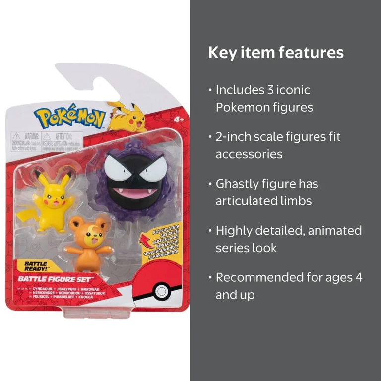 Pokemon Toys: 3-in Battle Action Figure Set 3-Pack - Teddiursa