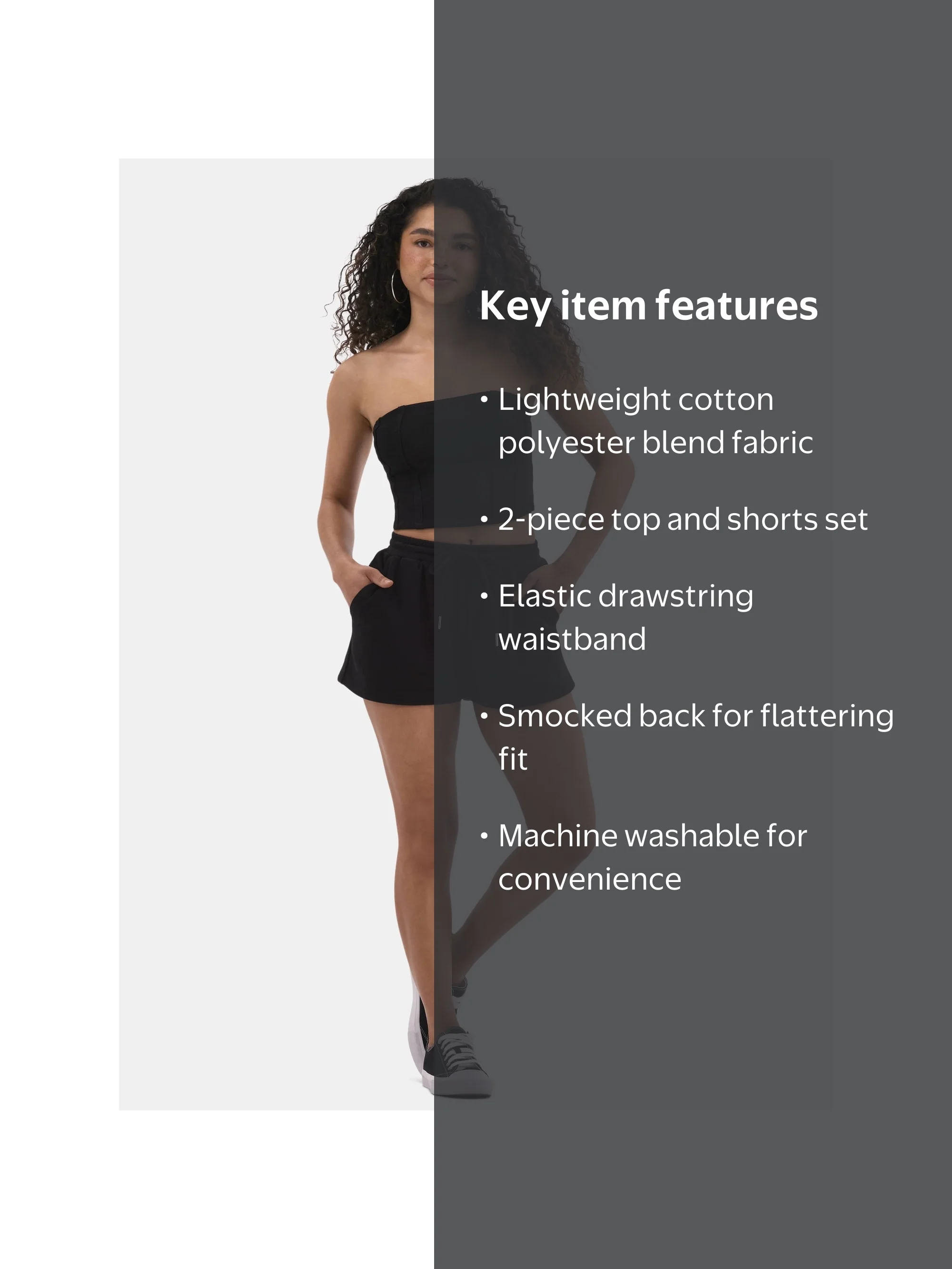No Boundaries Women's French Terry Tube Top and Shorts Set 2-Piece