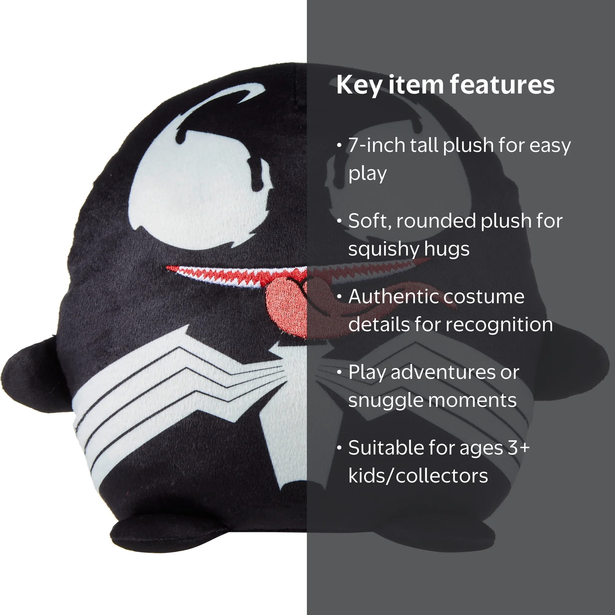 Marvel Cuutopia 7-in Plushie Venom, Soft Collectible Superhero
