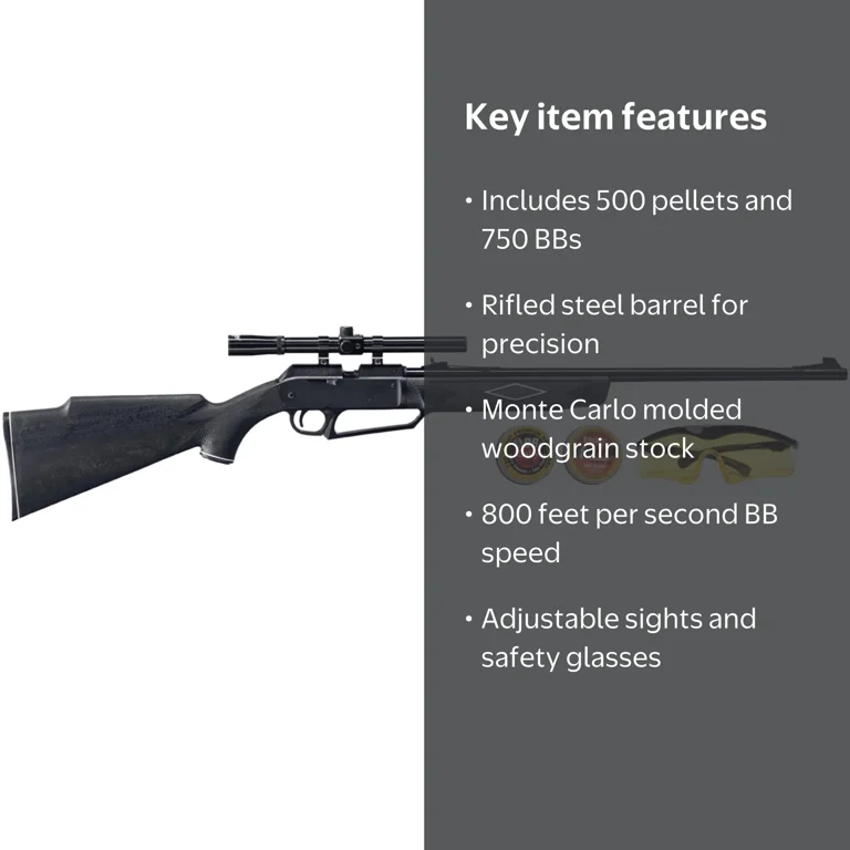Daisy, Air Gun Kit, 880 Shadow Plus, with Pellets BBs Glasses