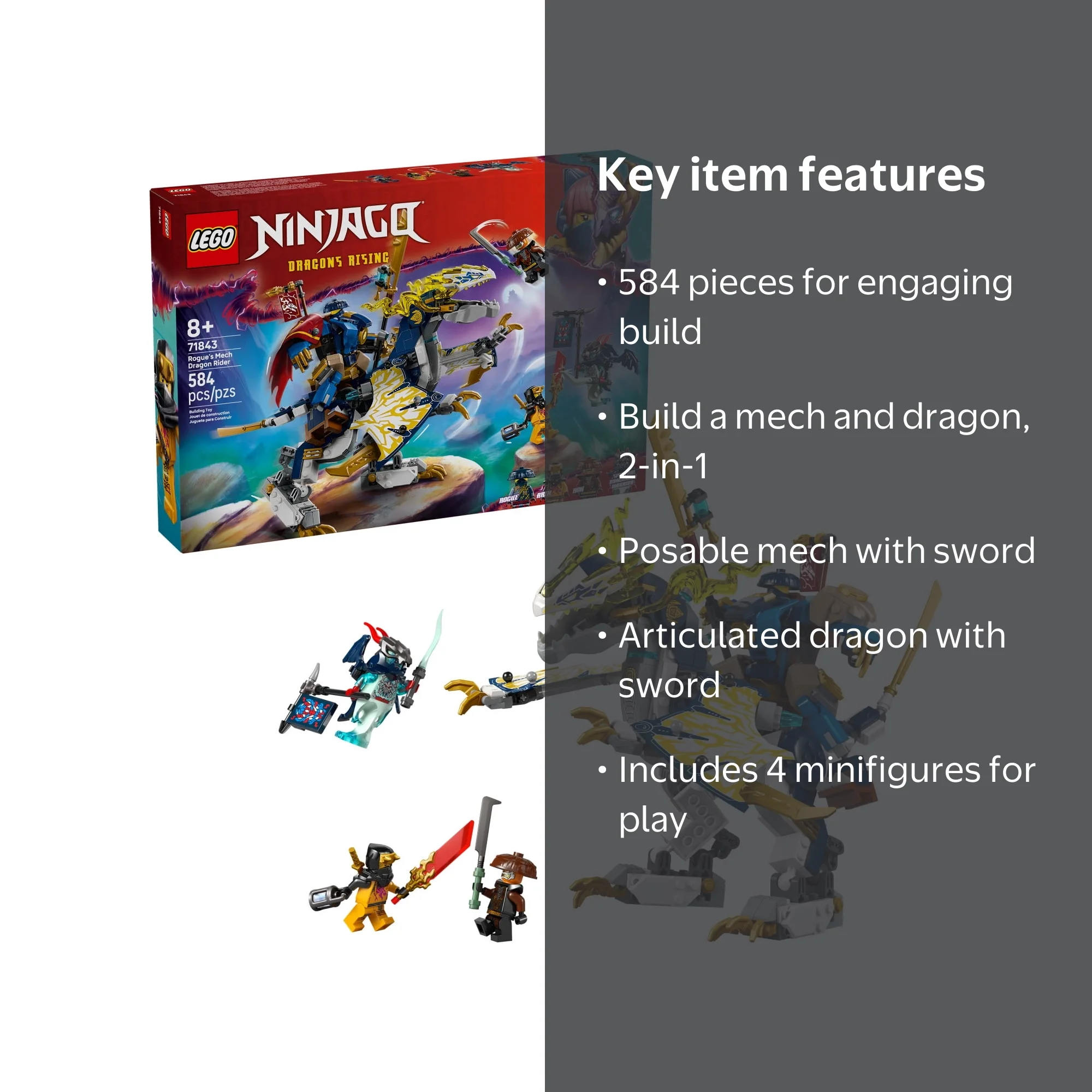 LEGO NINJAGO Rogue's Mech Dragon Rider Building Toy - Dragons