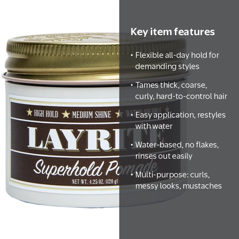 Layrite, Deluxe Superhold Pomade, Water-based, 4.25 oz, Orange