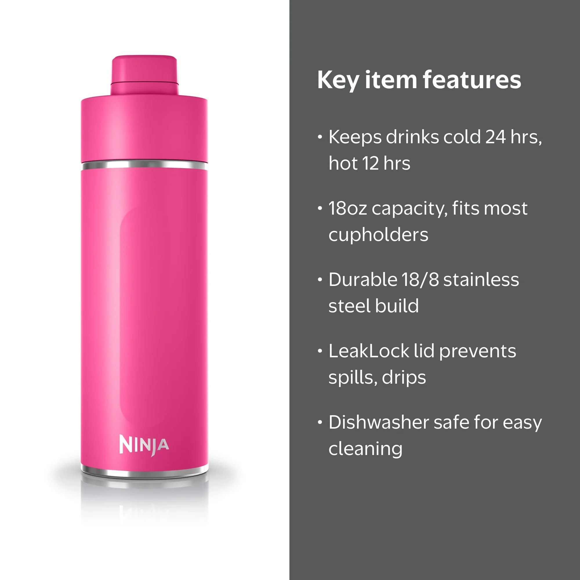 bottleです。 Ninja Thirsti 18oz. Travel Water Bottle, Stainless Steel, Leak