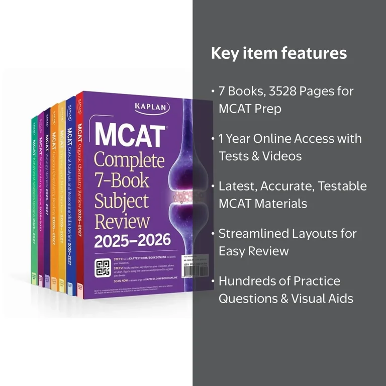 Kaplan MCAT Complete 7-Book Set 2025-2026, Paperback, Includes