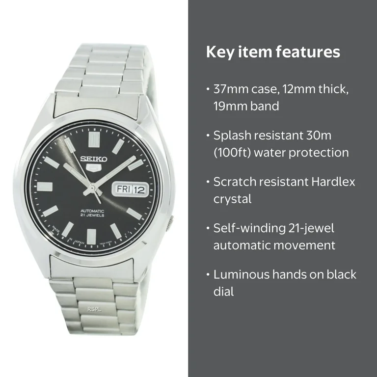 Seiko Japan Made 5 Automatic Men's Stainless Steel Watch with 21
