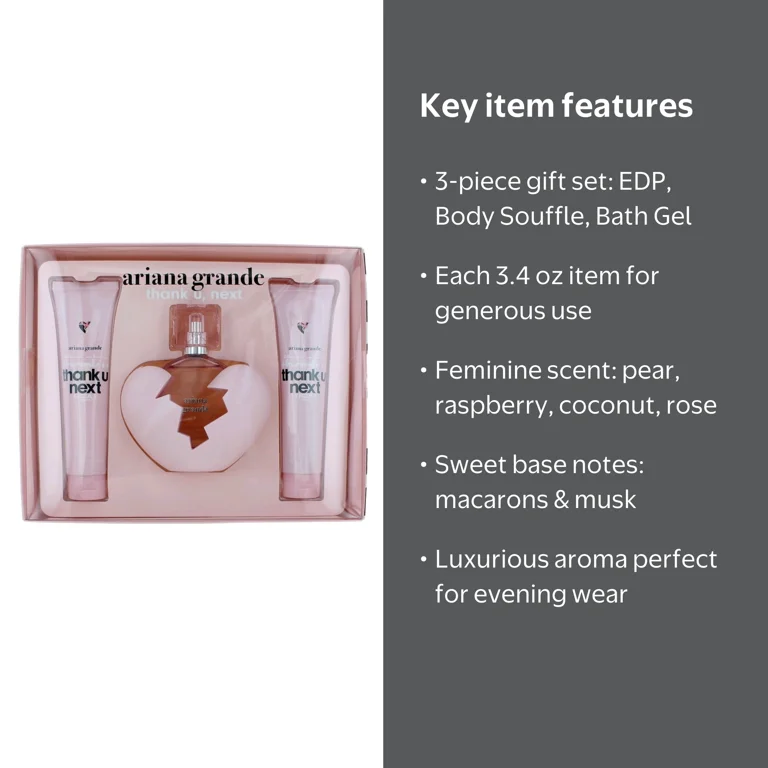 Ariana Grande Thank U Next Gift Set, Eau De Parfum, Body Souffle