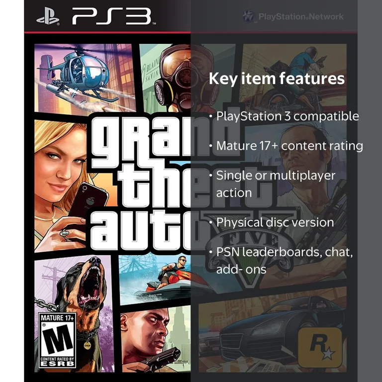 Rockstar Games, Grand Theft Auto V, PlayStation 3, ESRB Mature 17+