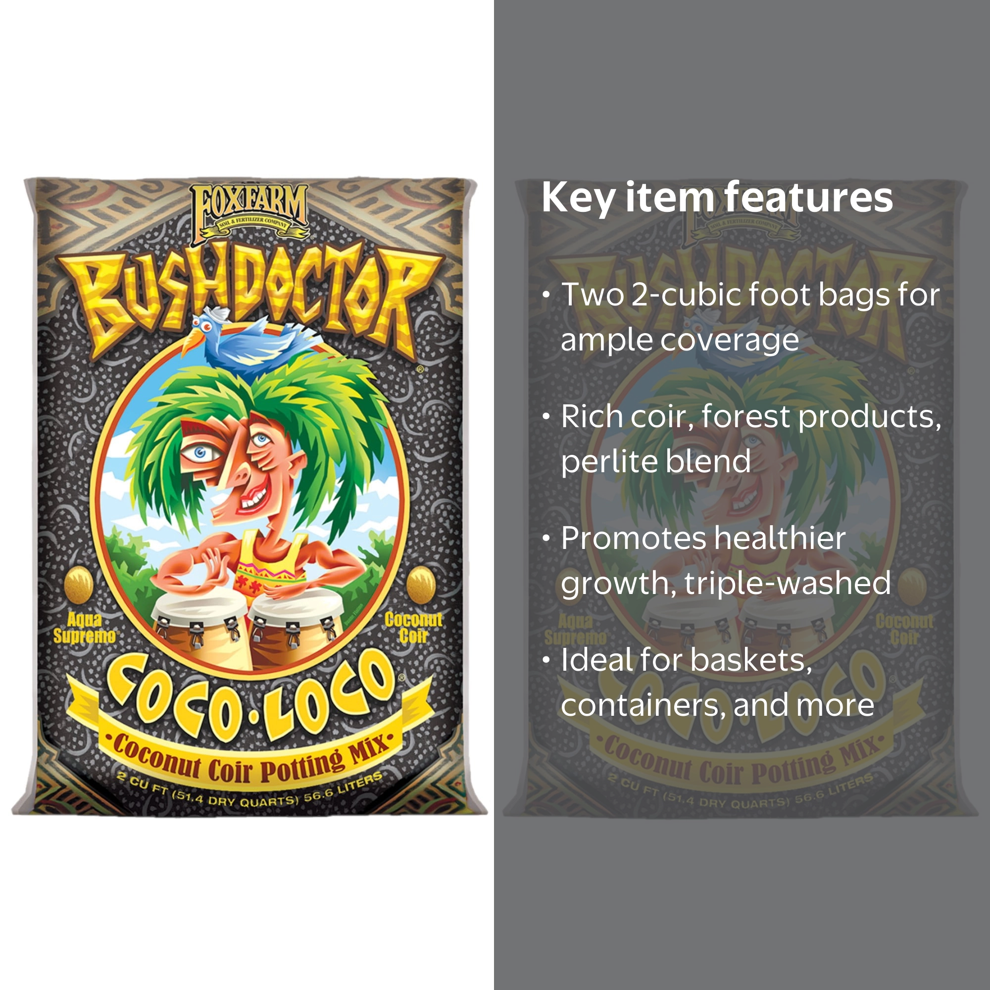 FoxFarm, Bush Doctor Coco Loco Potting Soil Mix, 2 Cu Ft 2 Pack