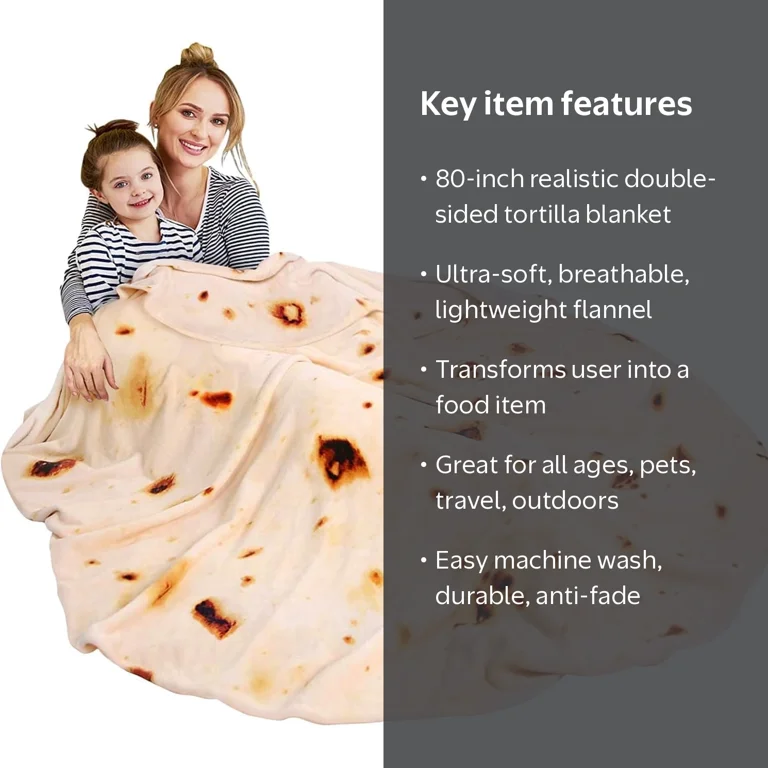 Livhil Double-Sided Giant Tortilla Blanket, 80 inches, Funny
