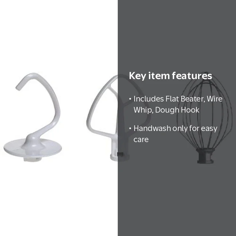 KitchenAid Stand Mixer 3 Piece Replacement Set; Flat Beater, Dough