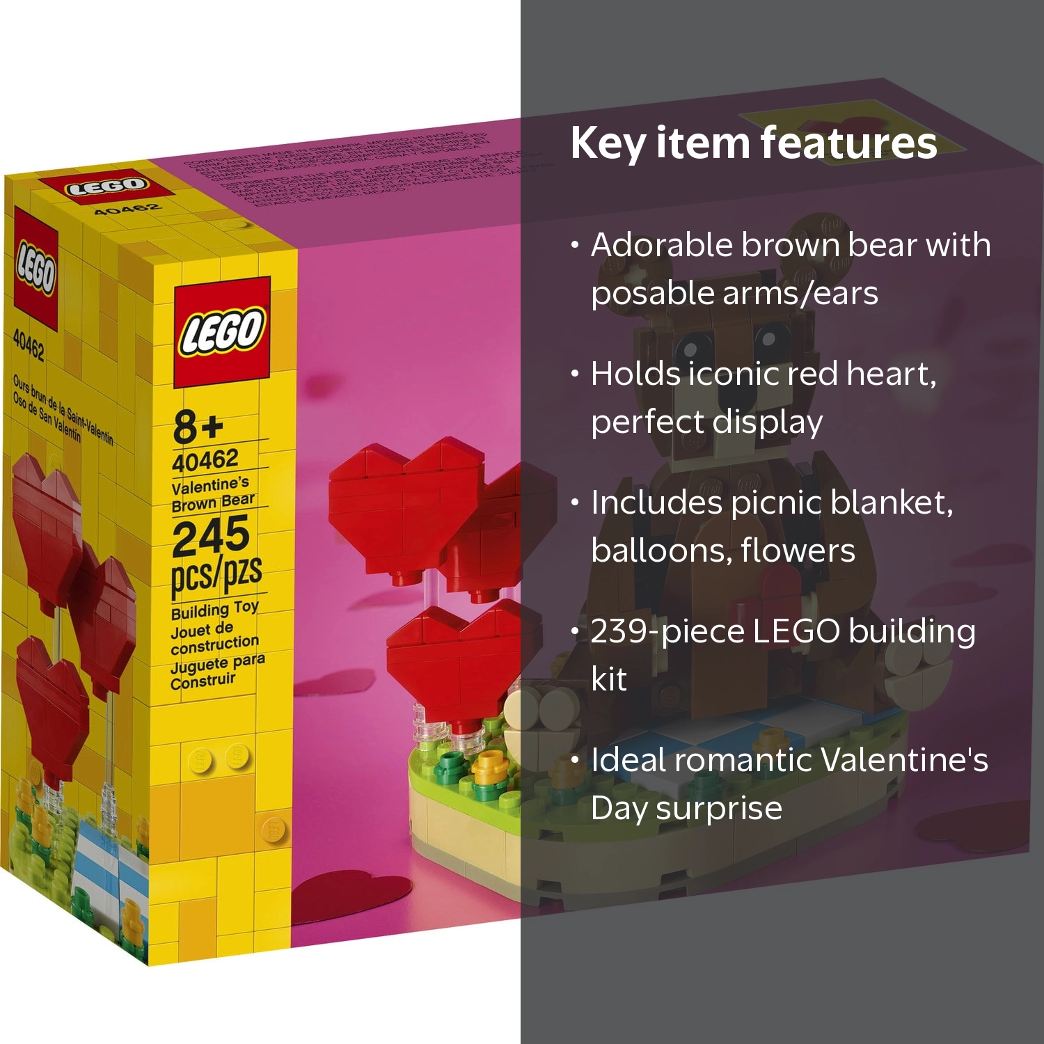 LEGO, Building Kit, 40462, Valentine‚Äôs Brown Bear with Heart