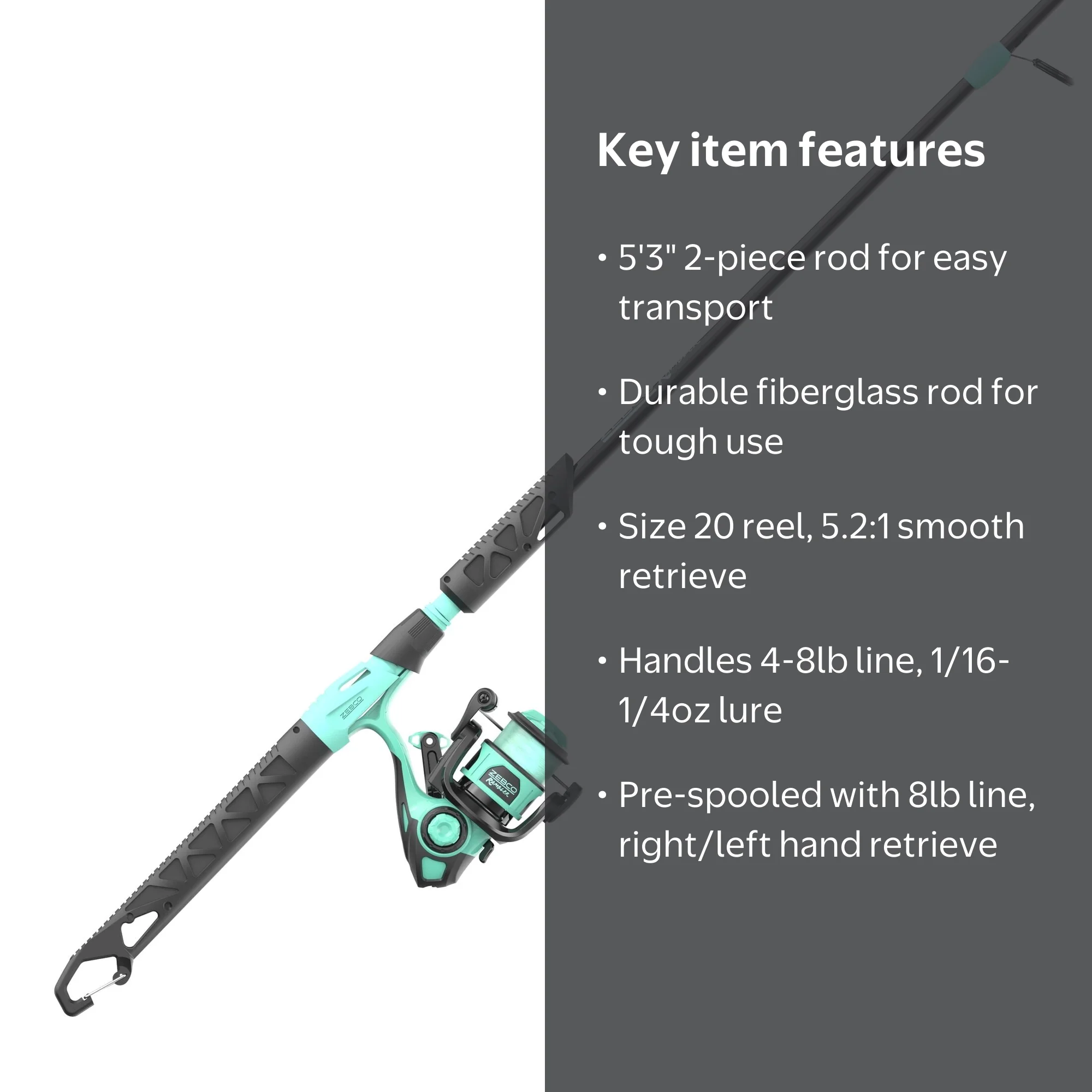 Zebco Kids Rambler Spinning Reel and Fishing Rod Combo, 5-Foot 3