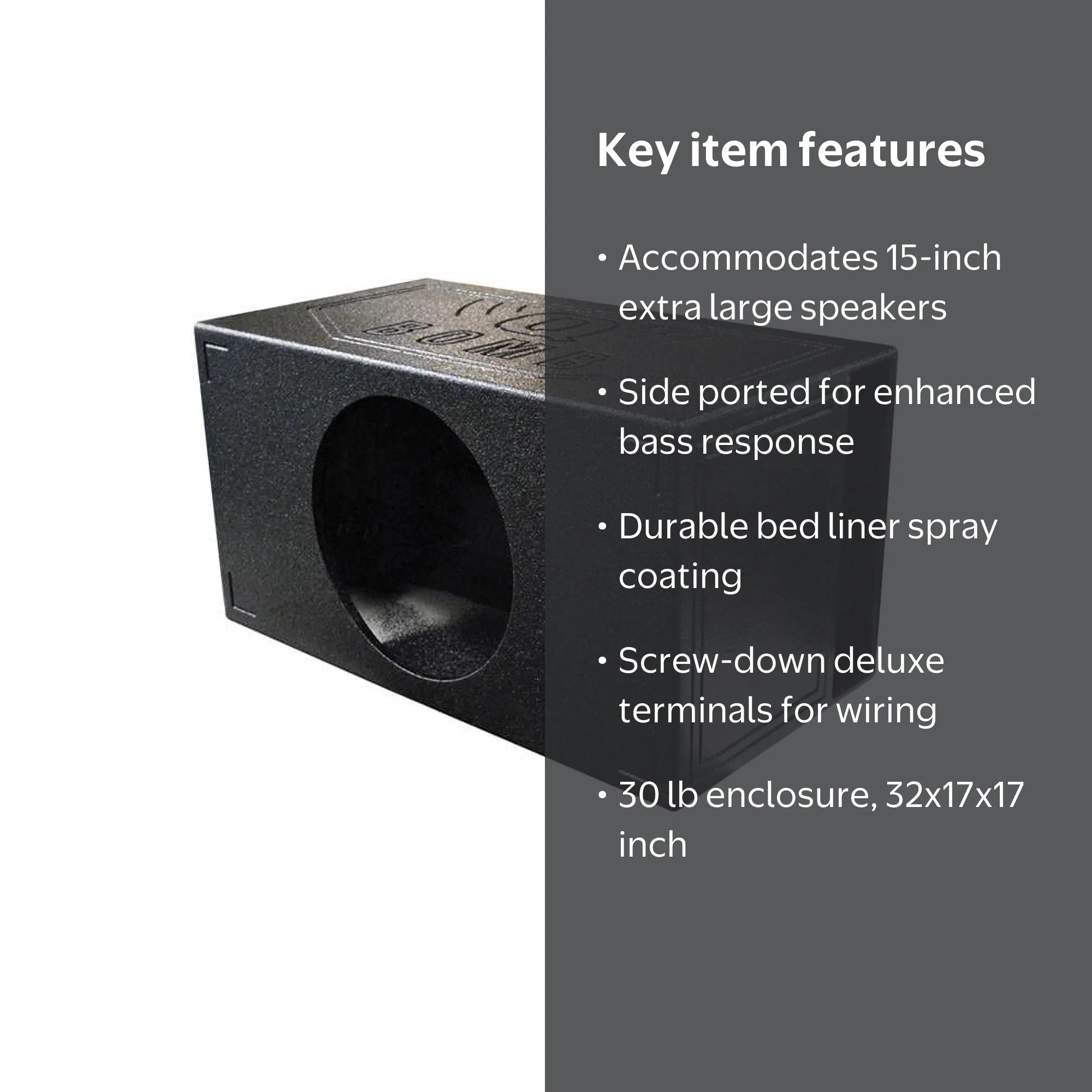 15 in. Single Side Vented Bass Car Speaker Box, Extra Large SPL