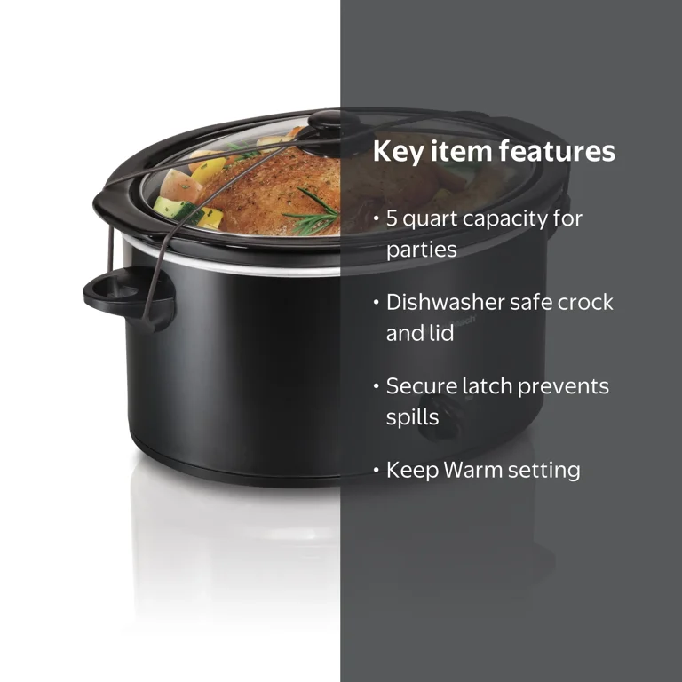 Hamilton Beach 5 Quart Portable Slow Cooker with Locking Lid