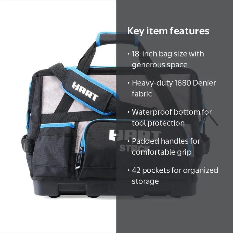 HART STACK 18-inch Hard Bottom Tool Bag - Walmart.com
