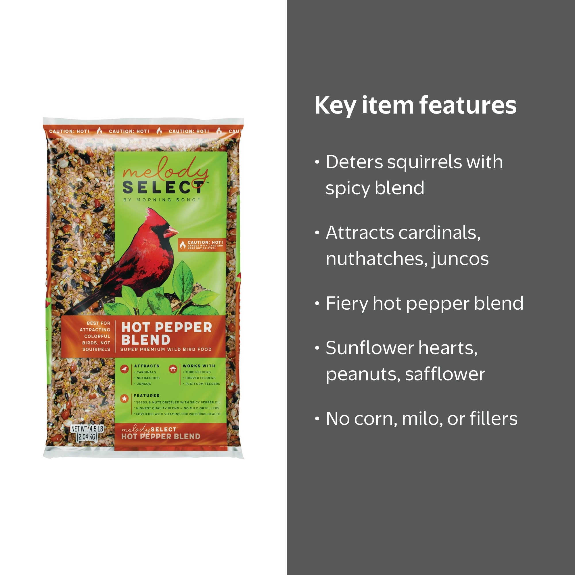 Melody Select, Hot Pepper Wild Bird Food, 4.5 lbs, Spicy Bird Seed