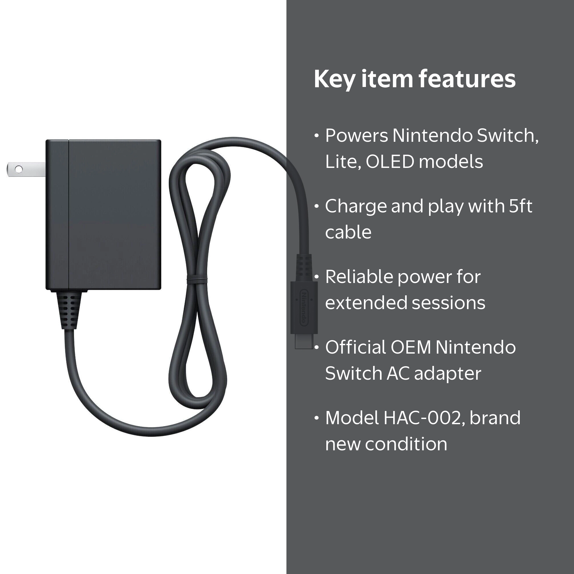 New Official Nintendo Switch +OLED AC Power Adapter Supply OEM