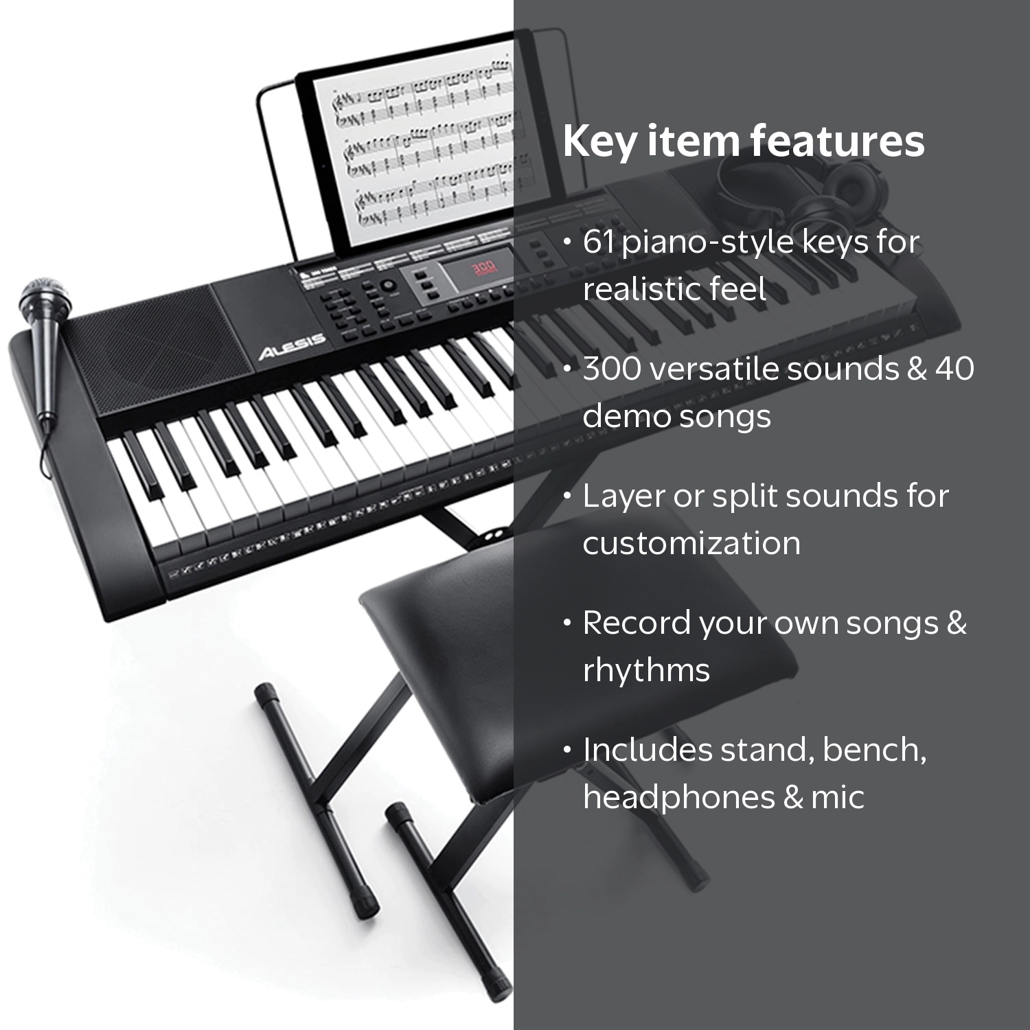 ION LQSR Harmony 61 MKII 61-Key Portable Keyboard with Microphone