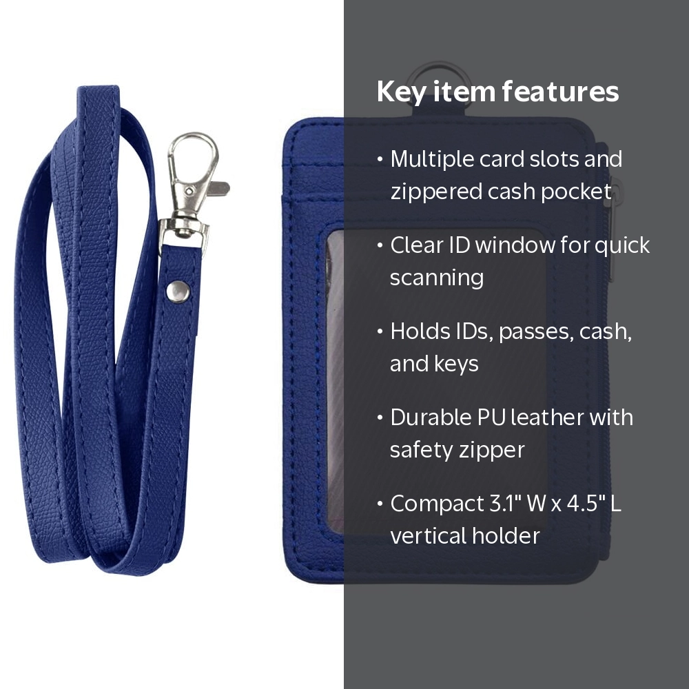 GoGo Professional ID Badge Holder with Zip, 2-Sided Vertical Style