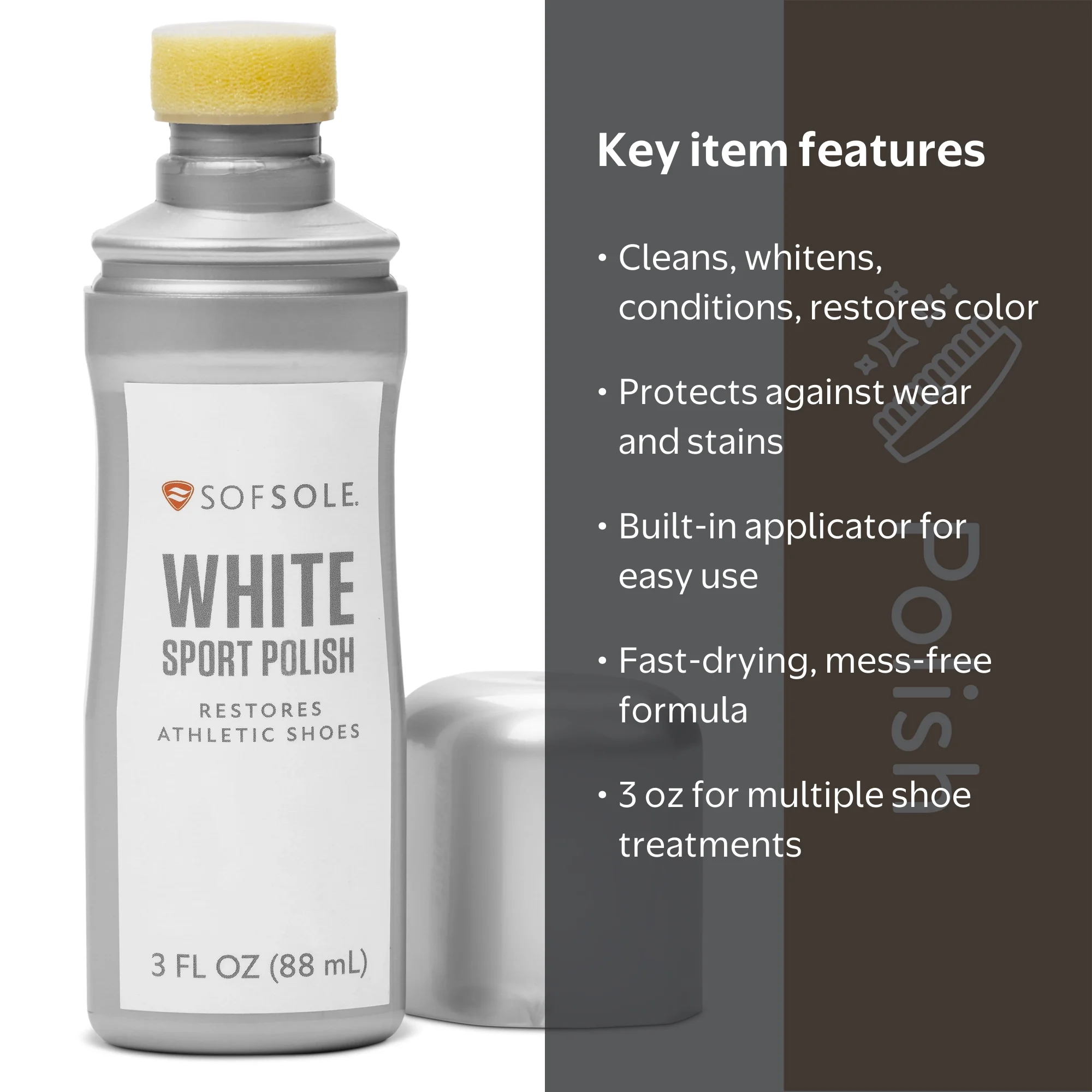 Sof Sole White Sport Shoe Polish 3 oz, sneaker cleaner and stain