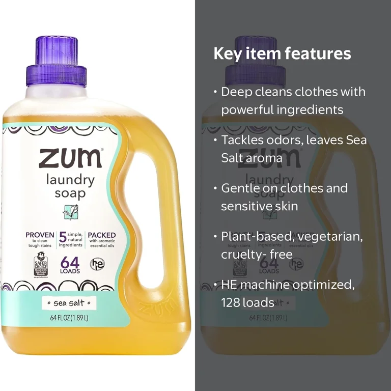 ZUM Laundry Soap, Liquid, Plant-Based, 64 fl oz (Pack of 2 ZUM Laundry Soap, Liquid, Plant-Based, 64 fl oz (Pack of 2