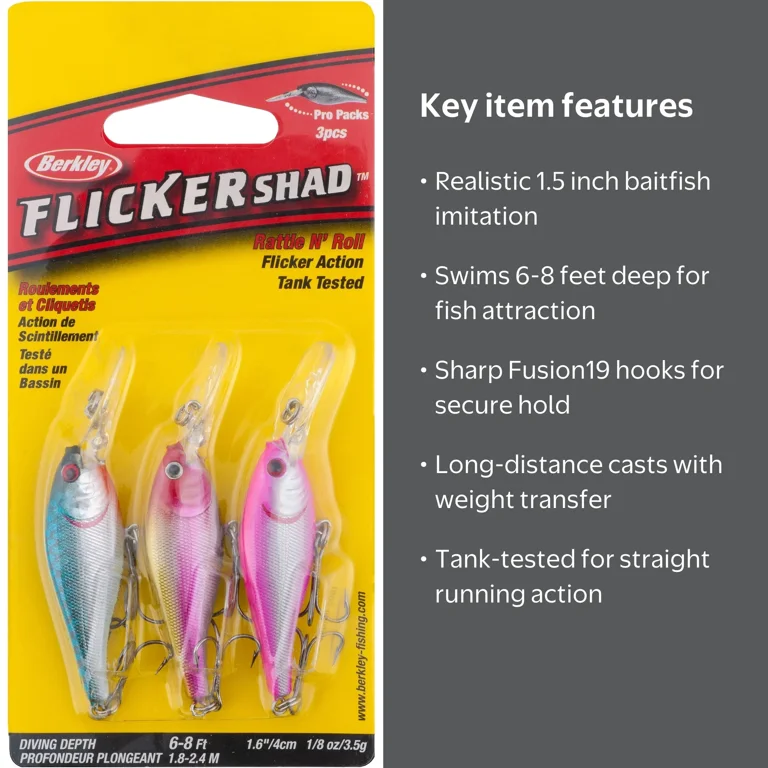 Berkley Flicker Shad Crankbait Lure 3-Pack 1.5in Assorted Colors