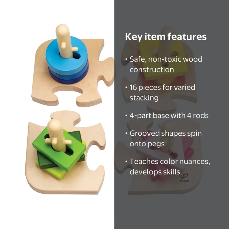 pegmap セット Hape Creative Peg Puzzle - 16 Pieces, Wooden Toddler Stacking
