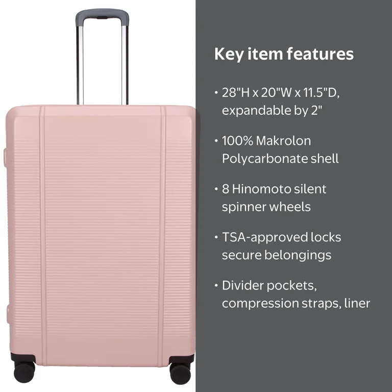 btL 28-inch Checked Expandable Hardside Upright Luggage With 360