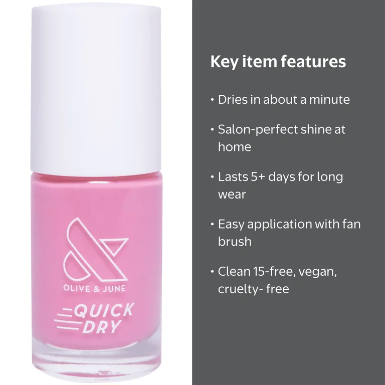 ゾーイ Pal Month COLLECTIBLE 2000 JUNE Olive & June, Nail Polish, Taffy, Bright Pink, 0.3 fl oz, Quick