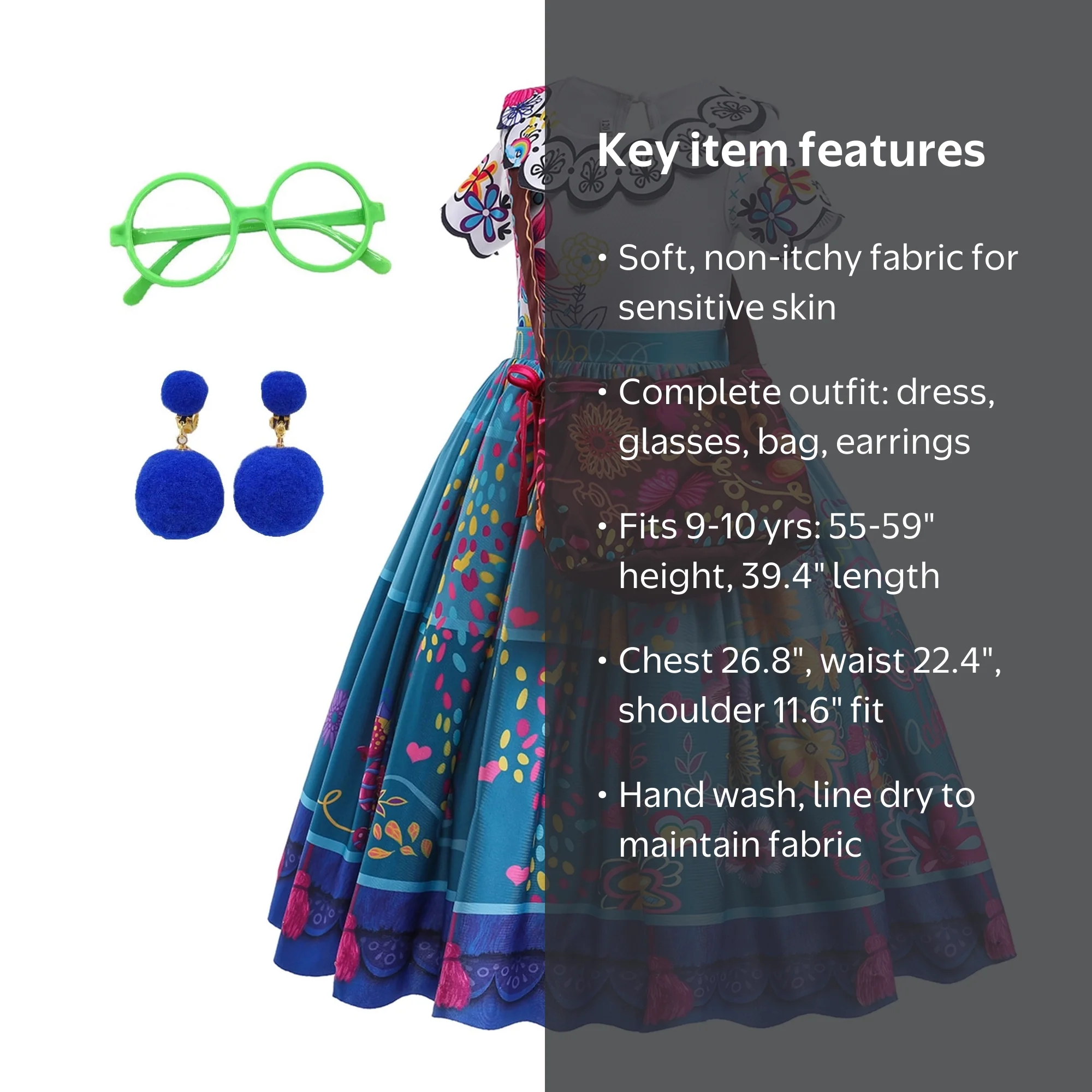 party city encanto dress Mirabel Dress, Encanto Baby Girl Dress Costume, Toddler Girl Dress, 3D Floral Puffy Full Length Mirabel Dress, Madrigal Birthday Party