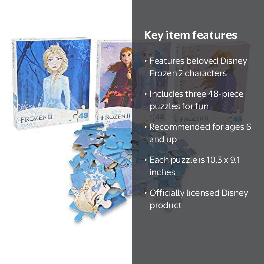 Disney, Princesses Anna and Elsa Puzzles, Set of 3, Multicolor